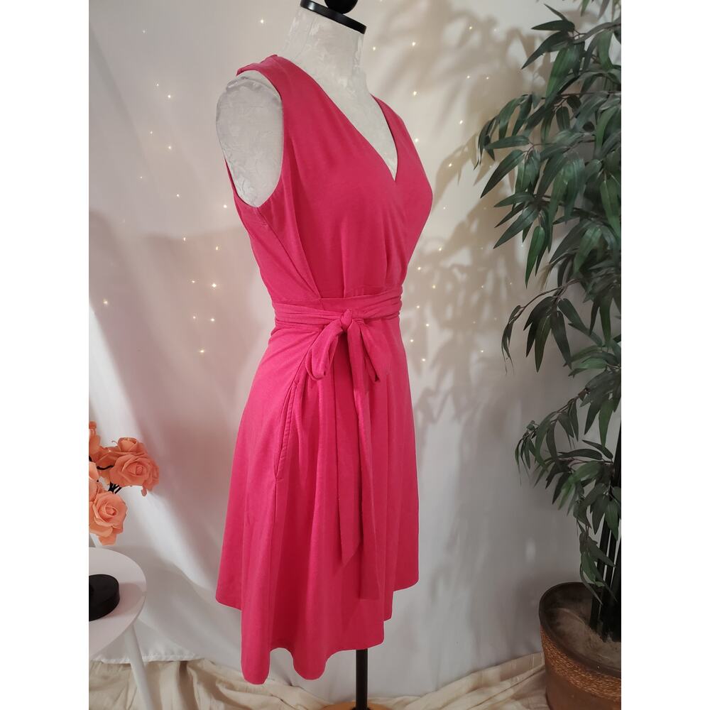 Toad & Co Tech Cue Wrap Sleeveless Dress Size M Pink Eco Samba Organic Stretch - Picture 2 of 9